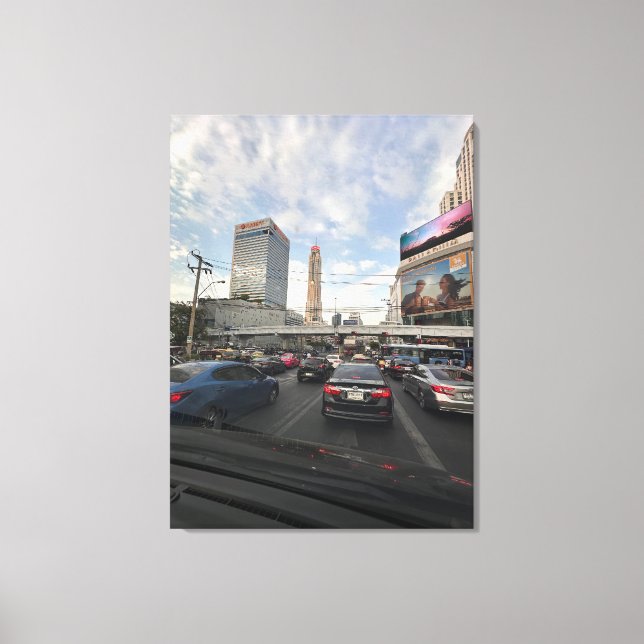 Vida del tráfico en el lienzo fotográfico de Bangk (Anverso)