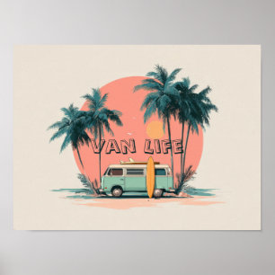 Vida en Furgoneta – Arte Retro de Campamento de Pl
