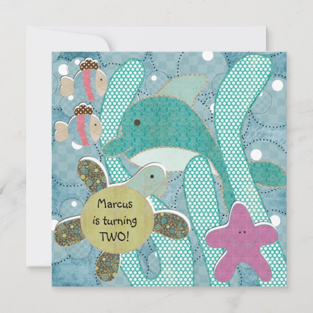 Vida en la invitación de TurtlesBirthday del (Anverso)