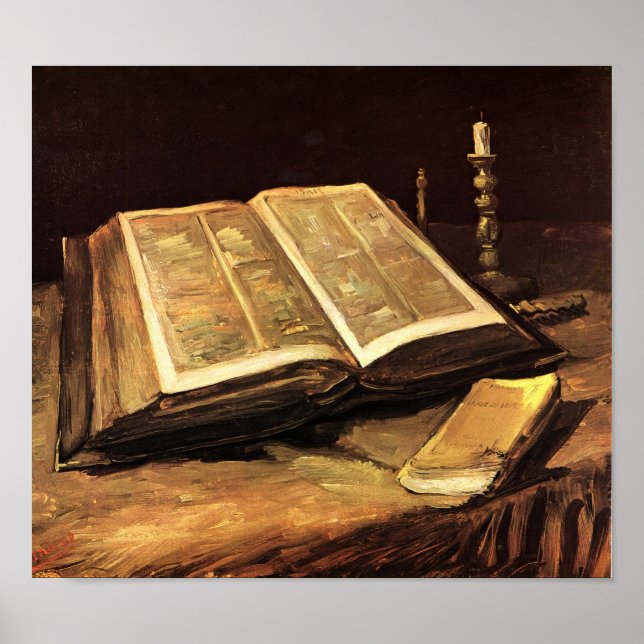 Vida fija con la Biblia (F117) Van Gogh Bella Arte (Frente)
