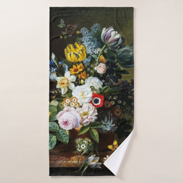 Vida fija con pintura de flores (Toalla de baño)