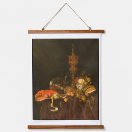 Vida fija con tapiz de langosta y fruta