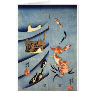 Vida marina japonesa, arte japonés antiguo. c.