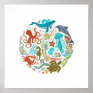 Vida Oceánica   Póster Decorativo