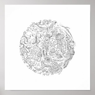 Vida Oceánica   Póster Decorativo