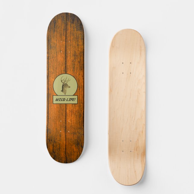 ¡Vida Salvaje! Skateboard de grano de madera Buck  (Anverso)