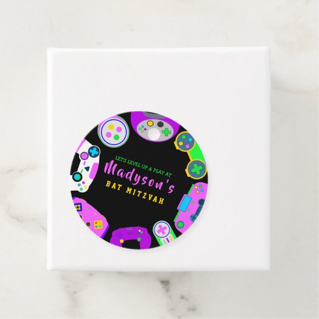 VIDEO GAMER Chica JUEGOS Bat Mitzvah Etiqueta de r (In situ)