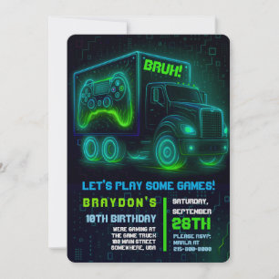 VIDEO GAMER TRUCK JAMING Invitación a fiesta de cu