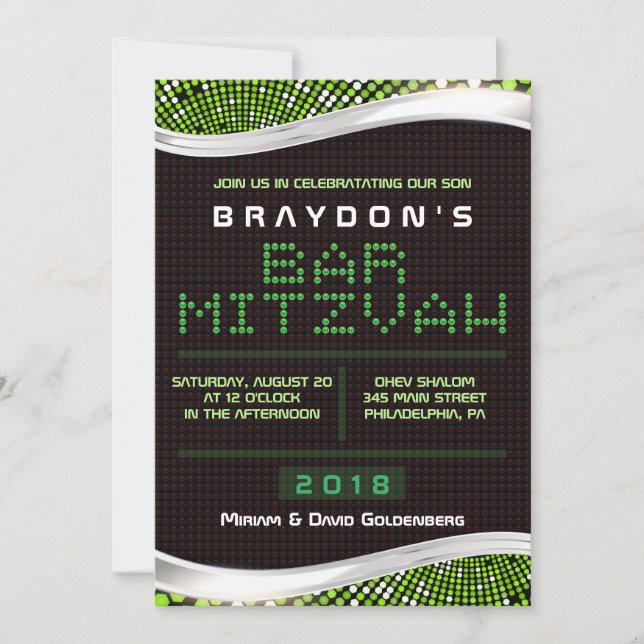 VIDEO GAMES Bar Bat Mitzvah Invitación (Anverso)