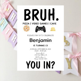 VIDEO JUEGOS Bruh Invitación de cumpleaños