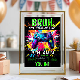 VIDEO JUEGOS Bruh Invitación de cumpleaños