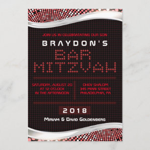 VIDEO JUEGOS ROJO Bar Bat Mitzvah Invitación
