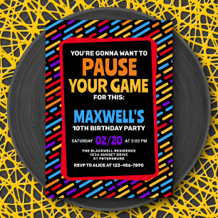 Video Pausar tu juego Invitación de cumpleaños