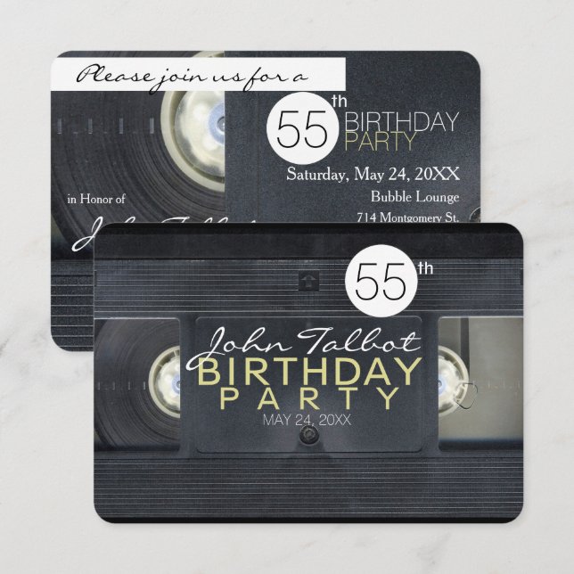 Videocinta 2 VHS Invitación a fiesta de cumpleaños (Anverso / Reverso)