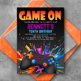 Videojuego en la invitación de cumpleaños