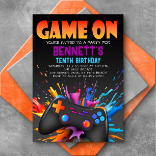 Videojuego en la invitación de cumpleaños