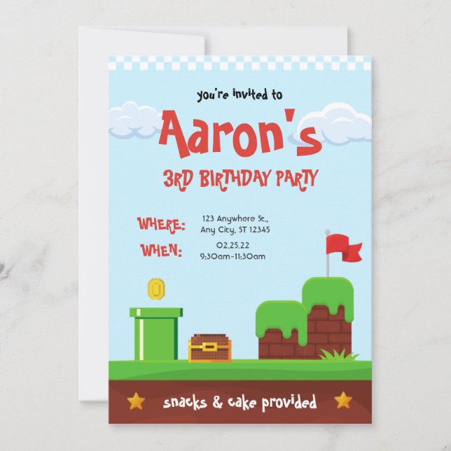 Videojuego Invitaciones de cumpleaños (Anverso)