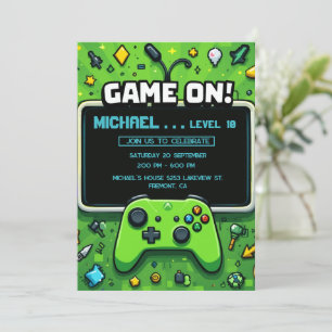 Videojuego Niños verdes Invitación a la fiesta de 