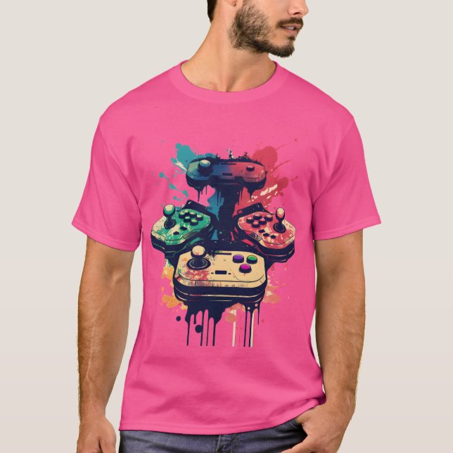 Videojuego retro nostálgico Joysticks camiseta y S (Anverso)