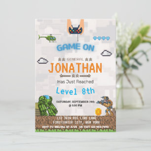 Videojuegos Nivel arriba Invitaciones de cumpleaño