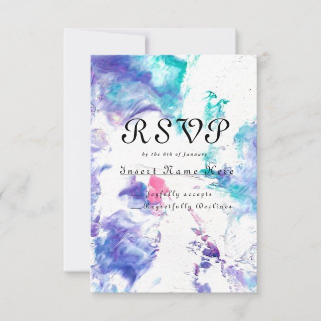 Vidrio acrílico, diseño de mármol, tarjeta RSVP - (Anverso)