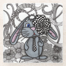Adorable Posavasos de Conejo Bunny Zen Doodle