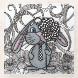 Vidrio Adorable Posavasos de Conejo Bunny Zen Doodle