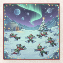 Vidrio Ángeles de nieve alienígenas de Navidad, posavasos