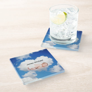 Vidrio Anuncio de Nacimiento Personalizado en Posavasos d