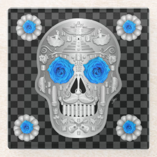 Vidrio Calavera de Chrome (Rosa Azul) Posavasos