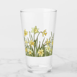Vidrio con borde floral de daffodils amarillos