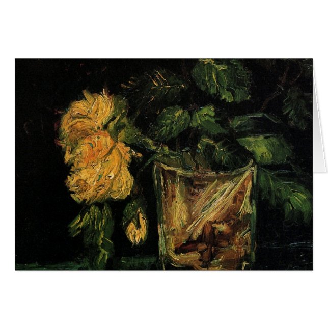 Vidrio con Rosas por Vincent van Gogh (Anverso (Horizontal))