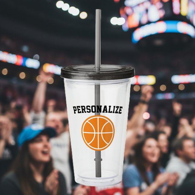Vidrio de acrílico del vaso del baloncesto (basketball tumbler glass with straw)