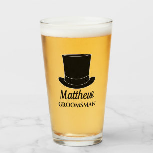 Vidrio de cerveza boda Groomsman con nombre person