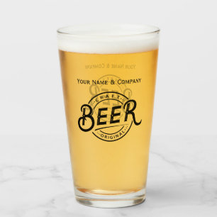 Vidrio de cerveza con logotipo escrito a mano del 