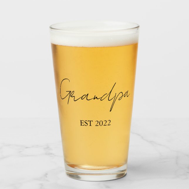 Vidrio de cerveza de abuelo personalizado - Año es (Anverso (lleno))