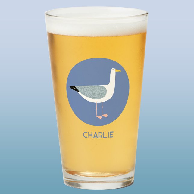 Vidrio de cerveza de gaviota personalizado (Personalized name seagull beer glass)