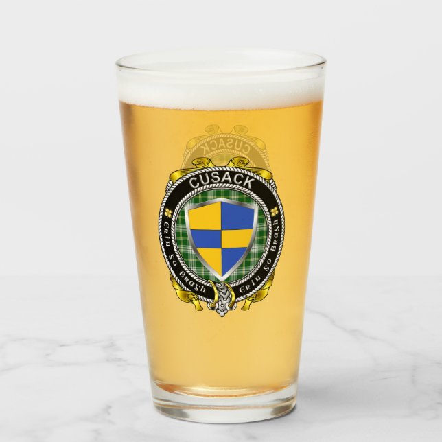 Vidrio de Cerveza Escudo Irlandés Cusack (Anverso (lleno))