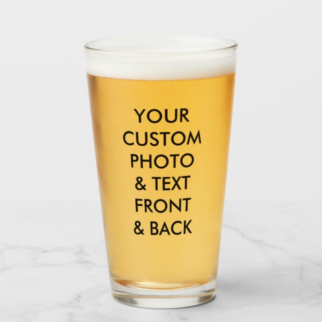 VIDRIO DE CERVEZA FOTOGRÁFICA personalizado 16oz;  (Anverso (lleno))
