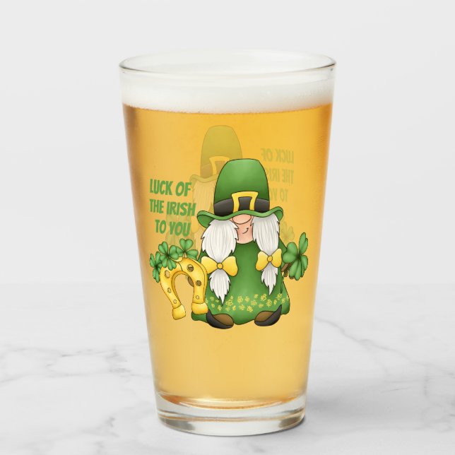 Vidrio de cerveza leprechaun del Día de San Patric (Anverso (lleno))