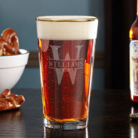 Vidrio de cerveza Oakmont Monogram Gold Rim Pint