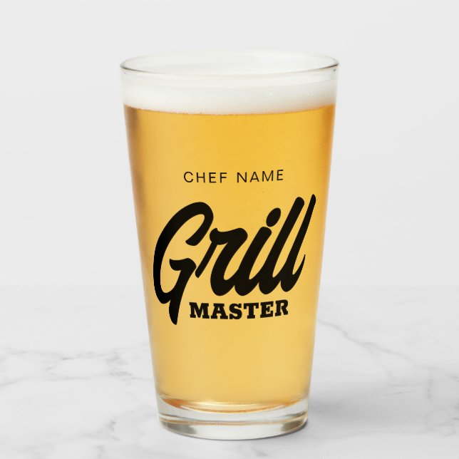 Vidrio de cerveza personalizado Grill Master para  (Anverso (lleno))