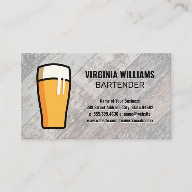 Vidrio de Cerveza| Tarjeta de presentación en segu (Anverso)