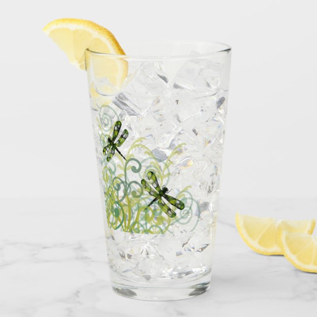 Vidrio de consumición verde de las libélulas (Anverso (hielo))