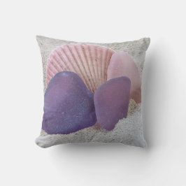 Vidrio de mar rosa y púrpura - almohada