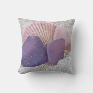 Vidrio de mar rosa y púrpura - almohada