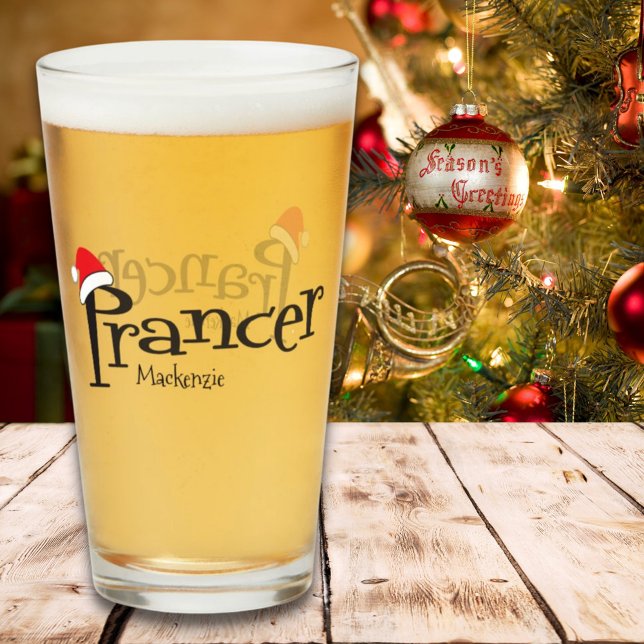 Vidrio de Navidades de reno Prancer Santa Hat (Subido por el creador)