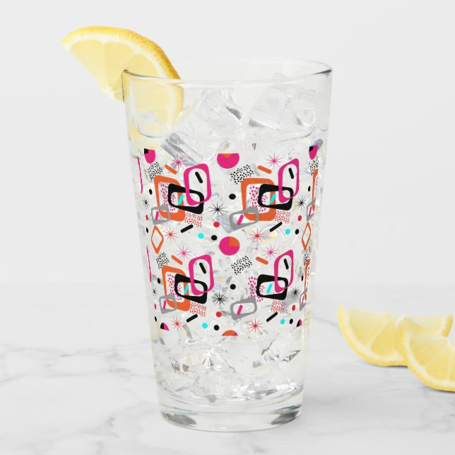 Vidrio de patrón geométrico retro moderno de medio (Anverso (hielo))