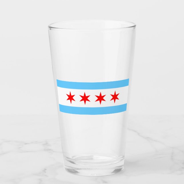 Vidrio de pinta de bandera de Chicago (Anverso)