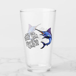 Vidrio de pinta de cerveza de pesca marina